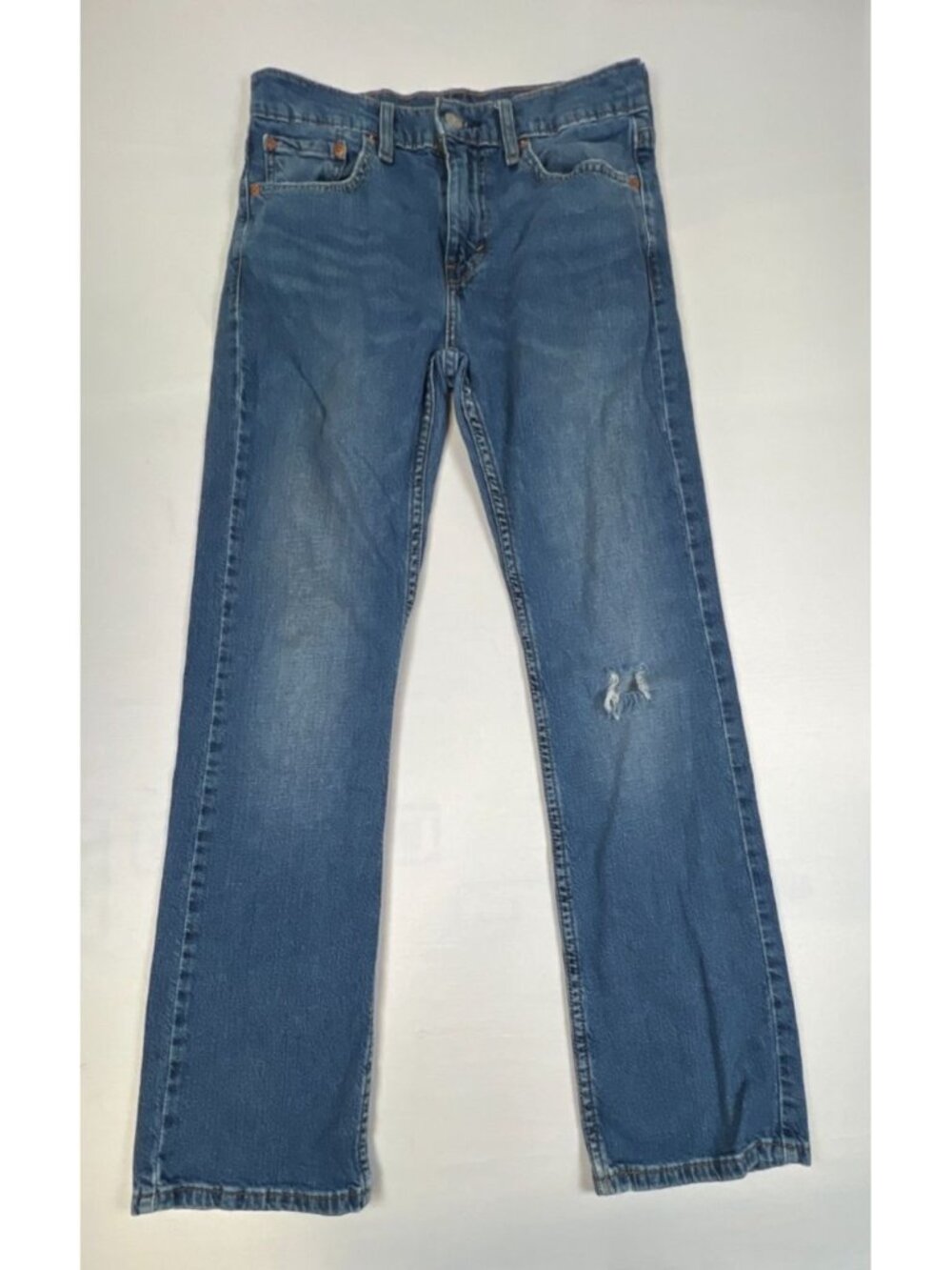 Levi's Men 29 x 30 527 Slim Bootcut Blue Denim Jeans Distressed Medium Wash